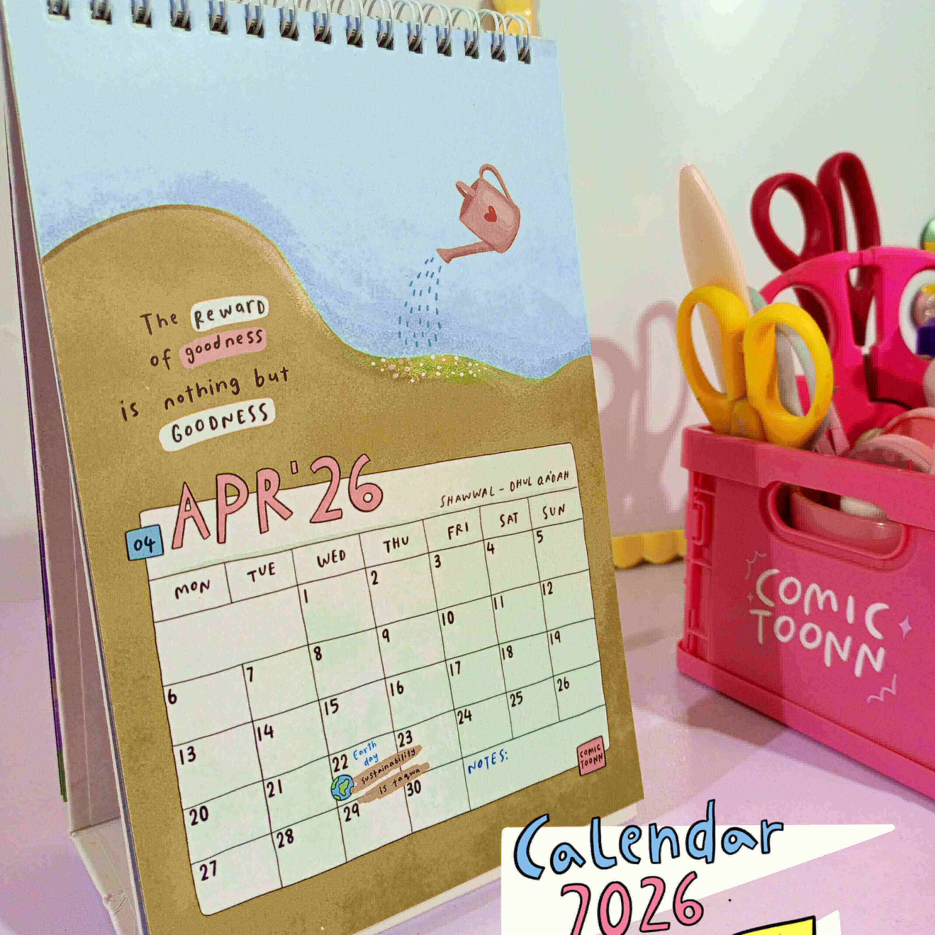 2026 Islamic Doodles & Quotes Desk Calendar