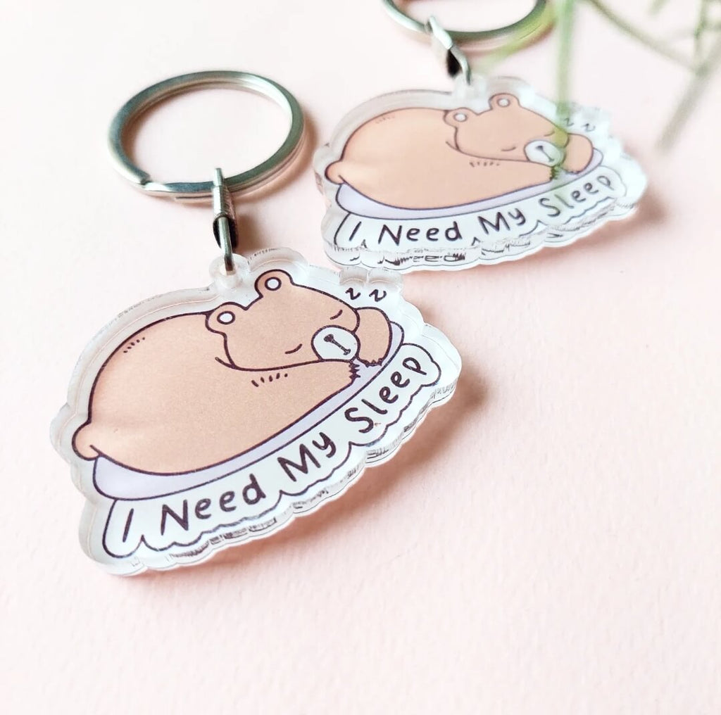 I Need My Sleep - Cute Bear Acrylic Keychain