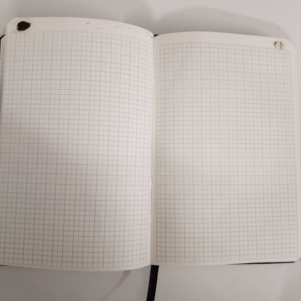 Minor Fault - Black Leather Checked Pages Journal