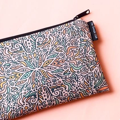 Pastel Pink Leaves Zipper Pouch