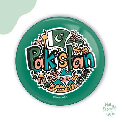 Pakistan Doodle Badge + Magnet