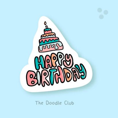 Happy Birthday Cake - Glossy Sticker