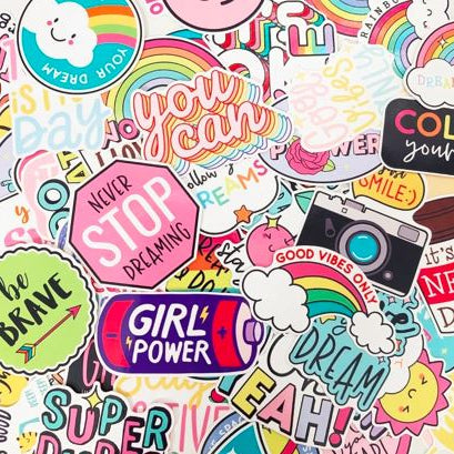 Set of 10 cute positive words sticker pack