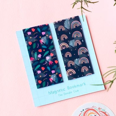 Set of 2 Rainbow and Florals 3D Magnetic Bookmarks