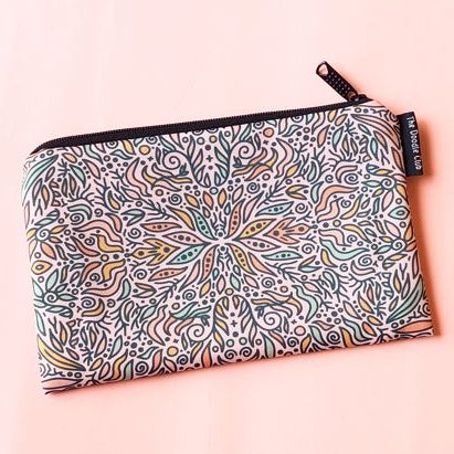 Pastel Pink Leaves Zipper Pouch