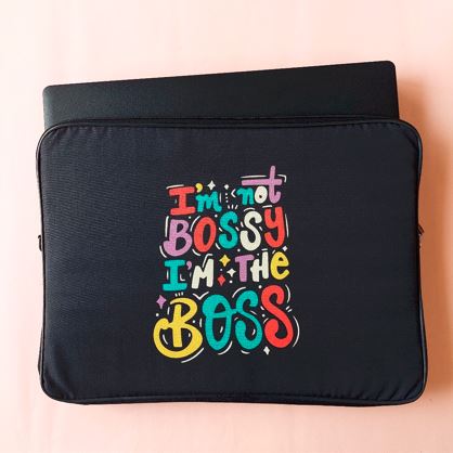 I'm not Bossy Rainbow Black Laptop Sleeve