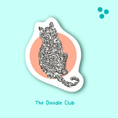Cat Doodle Glossy Sticker