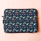 Rainbow Clouds Navy Laptop Sleeve