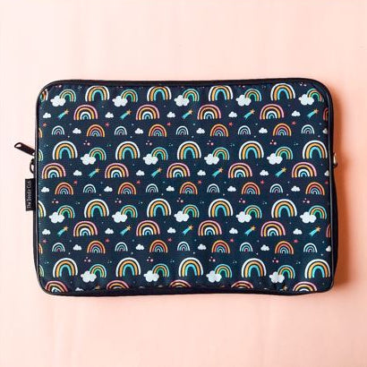 Rainbow Clouds Navy Laptop Sleeve