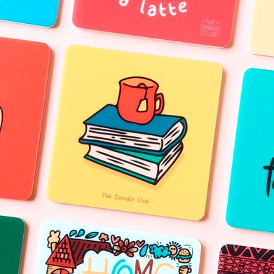 Books and Mug Acrylic Coaster