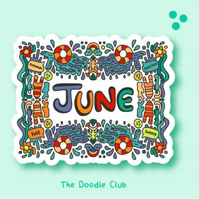 June Doodle Sticker