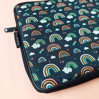 Rainbow Clouds Navy Laptop Sleeve