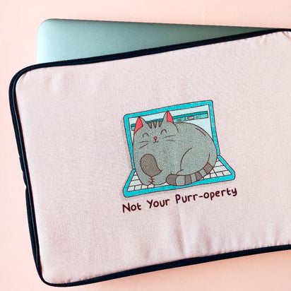 Not Your Purroperty Pastel Pink Laptop Sleeve