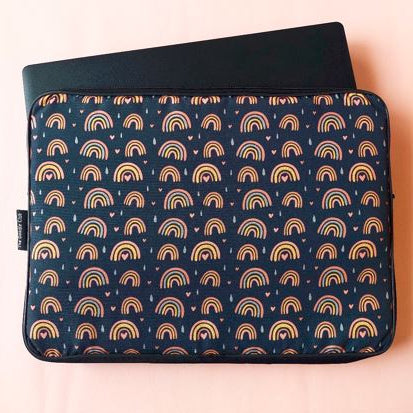 Boho Rainbow Dark Laptop Sleeve