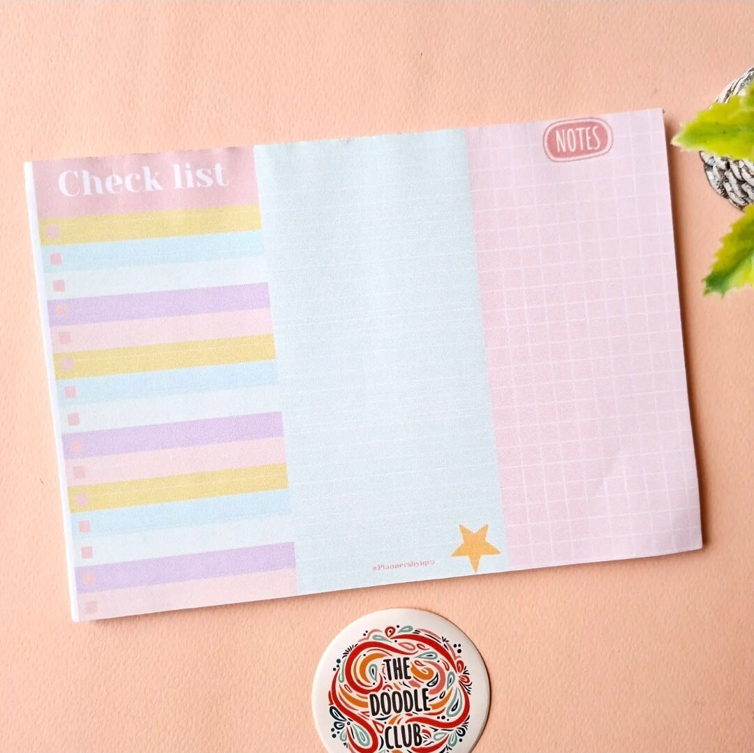 A5 Pastel Notes and Checklist Planner