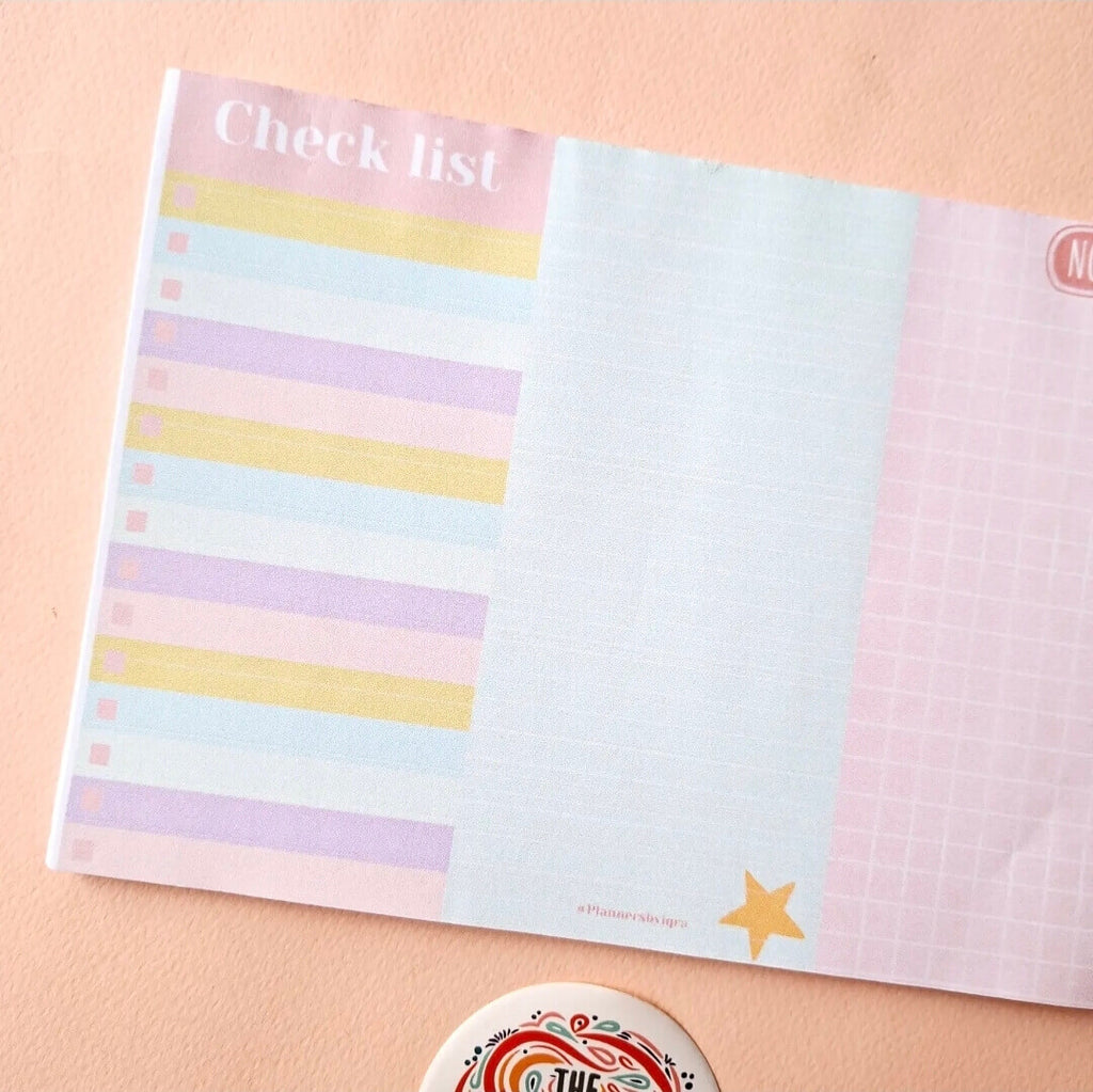 A5 Pastel Notes and Checklist Planner