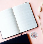 Black Leather Checked Pages Journal