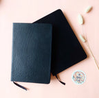 Black Leather Checked Pages Journal