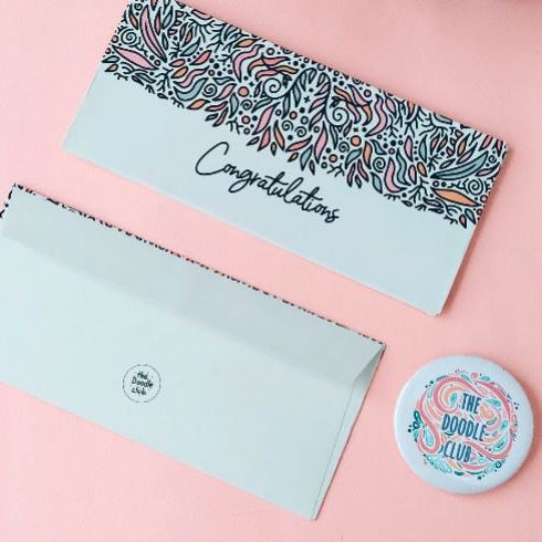 Boho Leaves Congratulations Off-white Envelopes