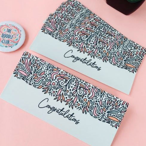 Boho Leaves Congratulations Off-white Envelopes