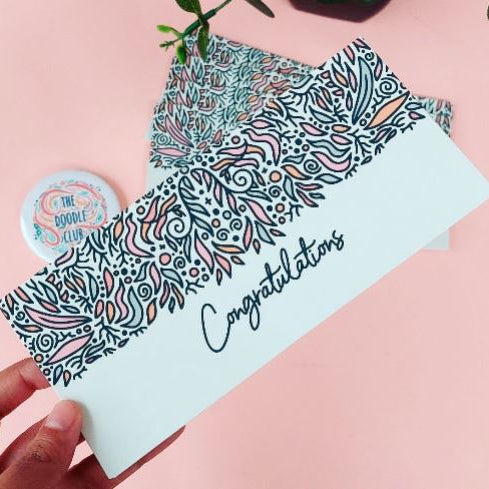 Boho Leaves Congratulations Off-white Envelopes