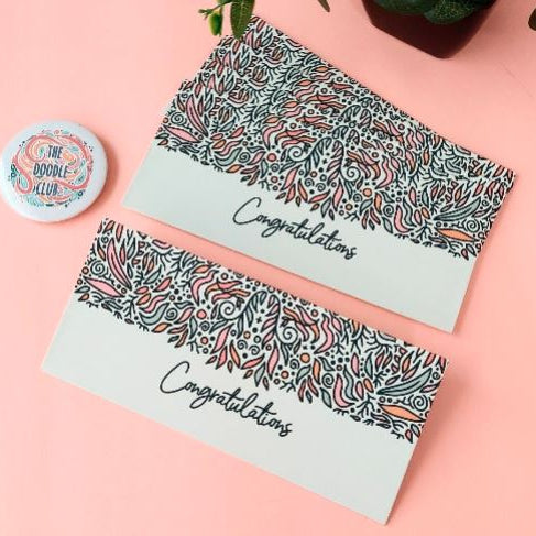 Boho Leaves Congratulations Off-white Envelopes