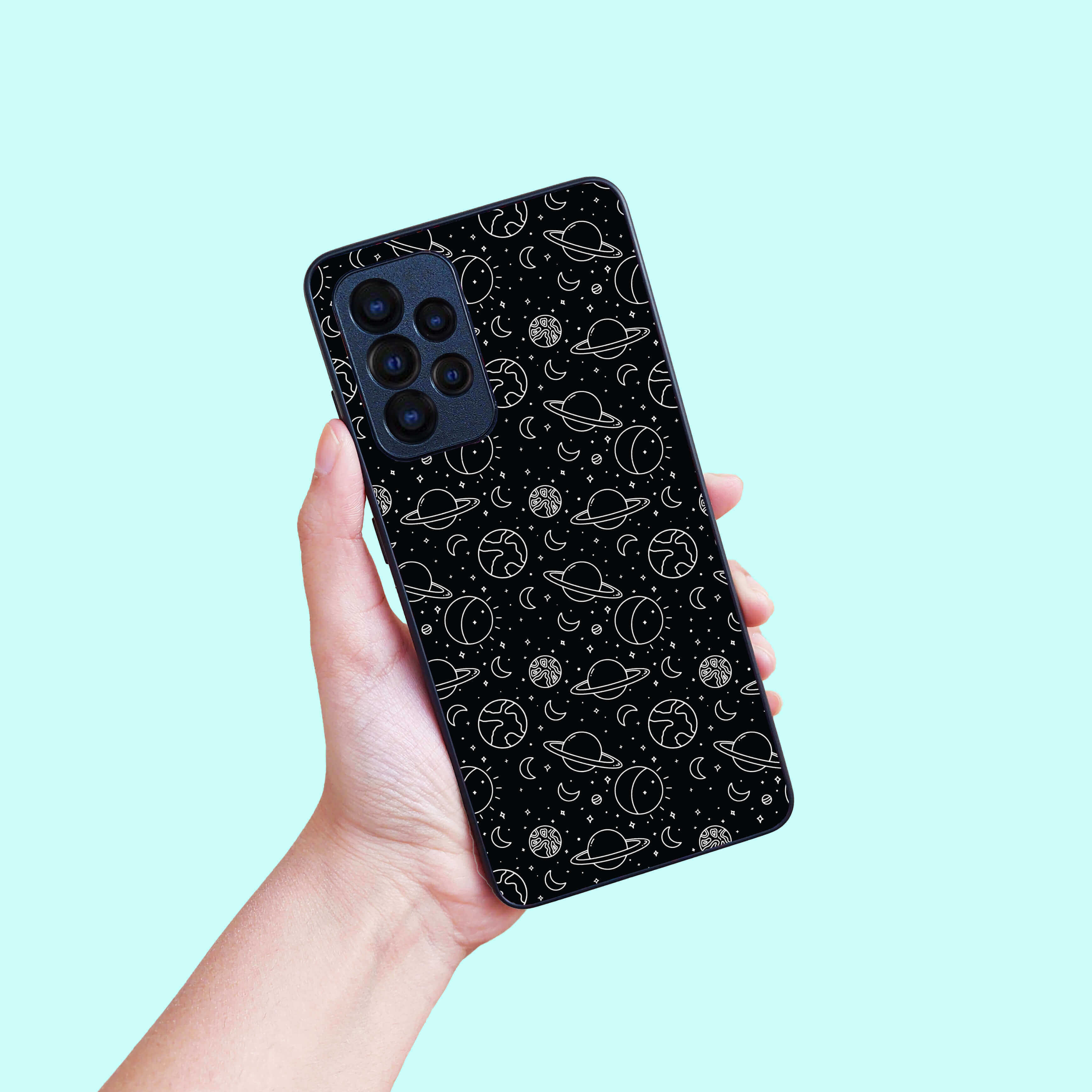 Space Doodle Black Phone Cover (Pre-paid)
