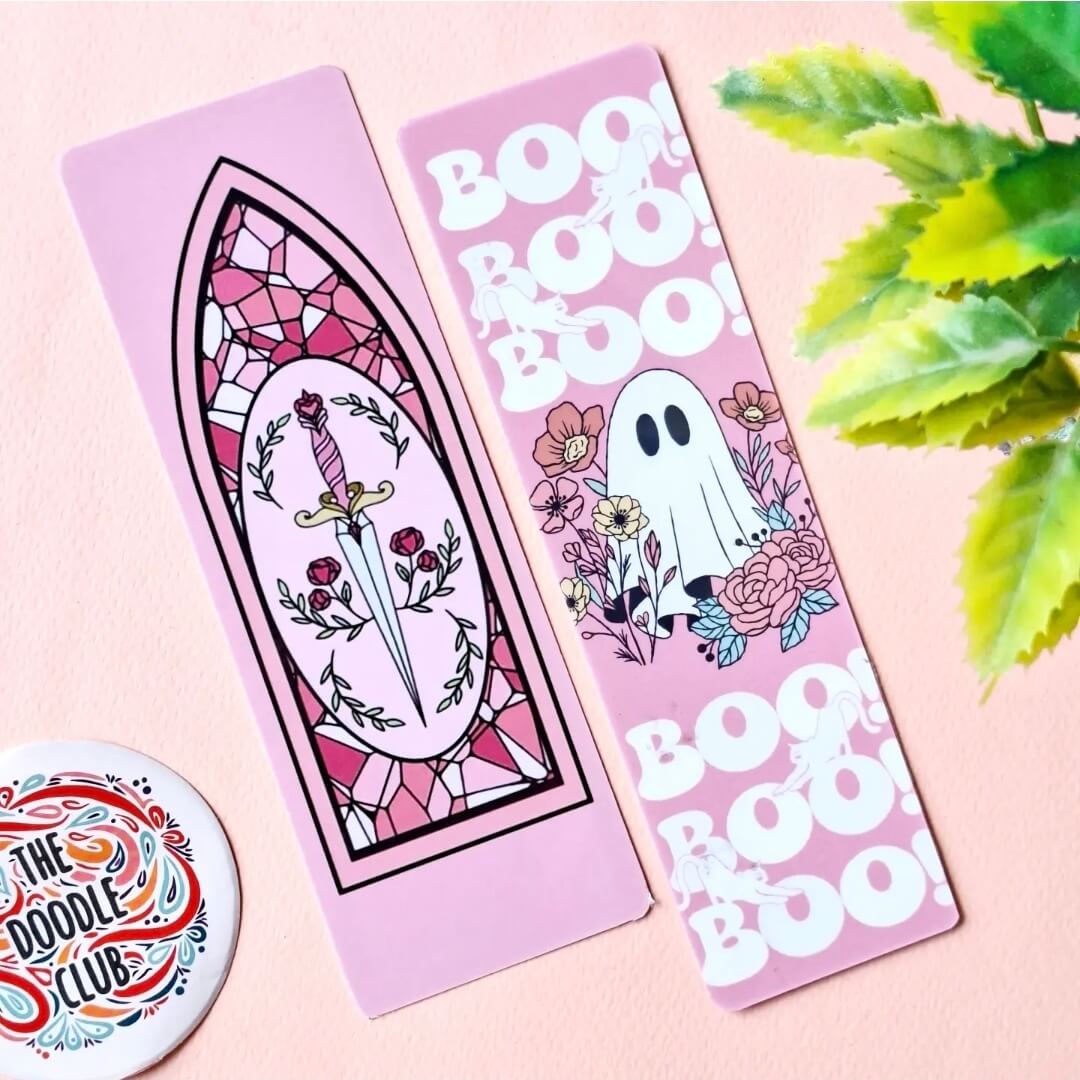 Set of 2 Pink Boo Bookmarks