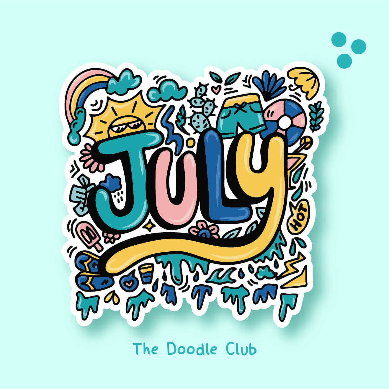 July Doodle Sticker