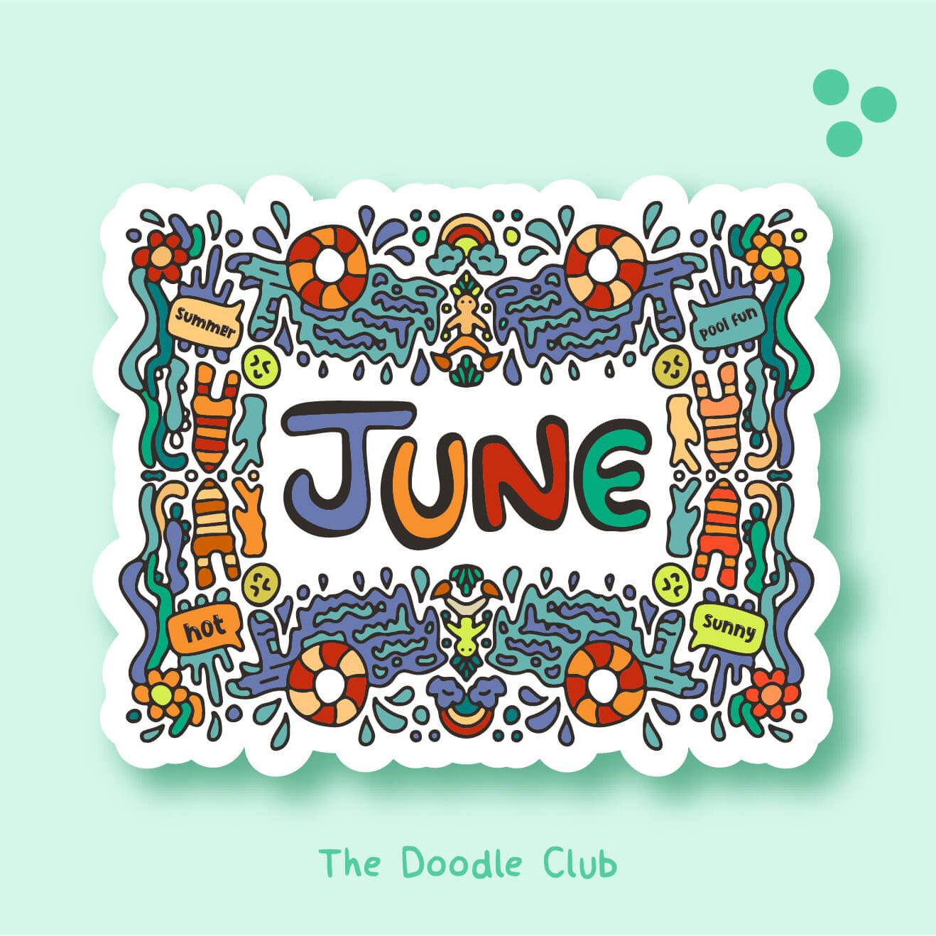 June Doodle Sticker