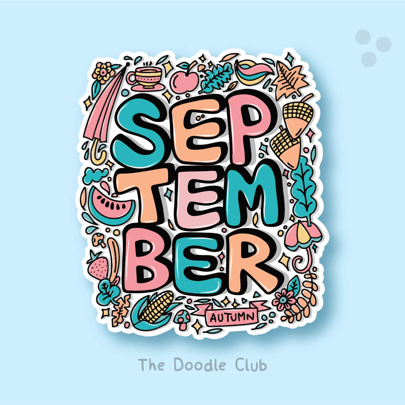 September Doodle Sticker