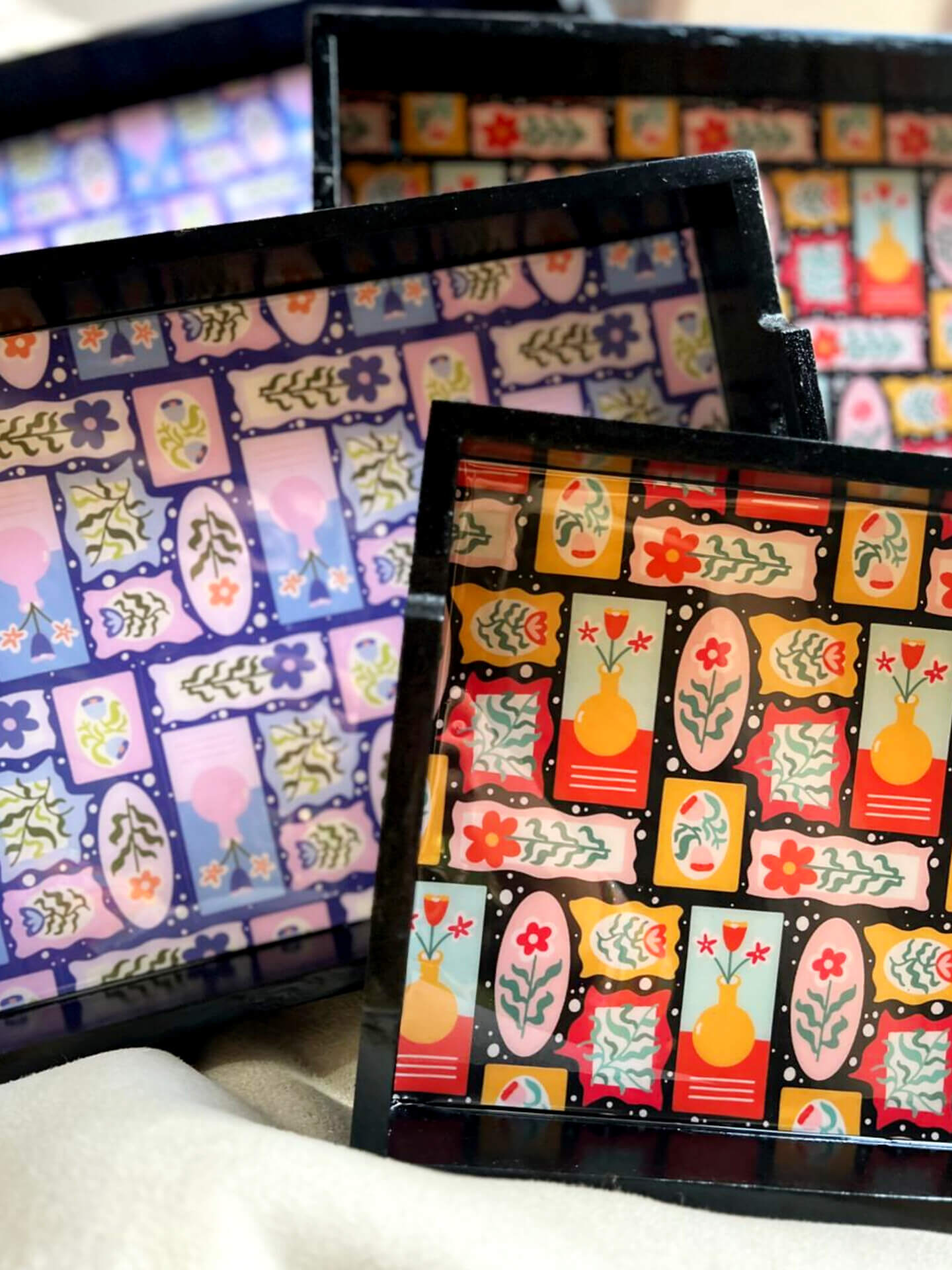 Twilight Bloom & Sunrise Bloom – Resin Art Trays