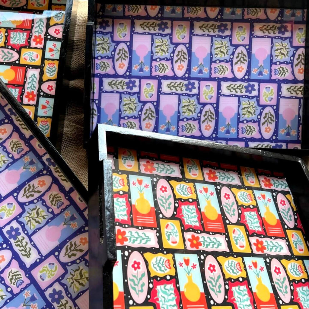 Twilight Bloom & Sunrise Bloom – Resin Art Trays