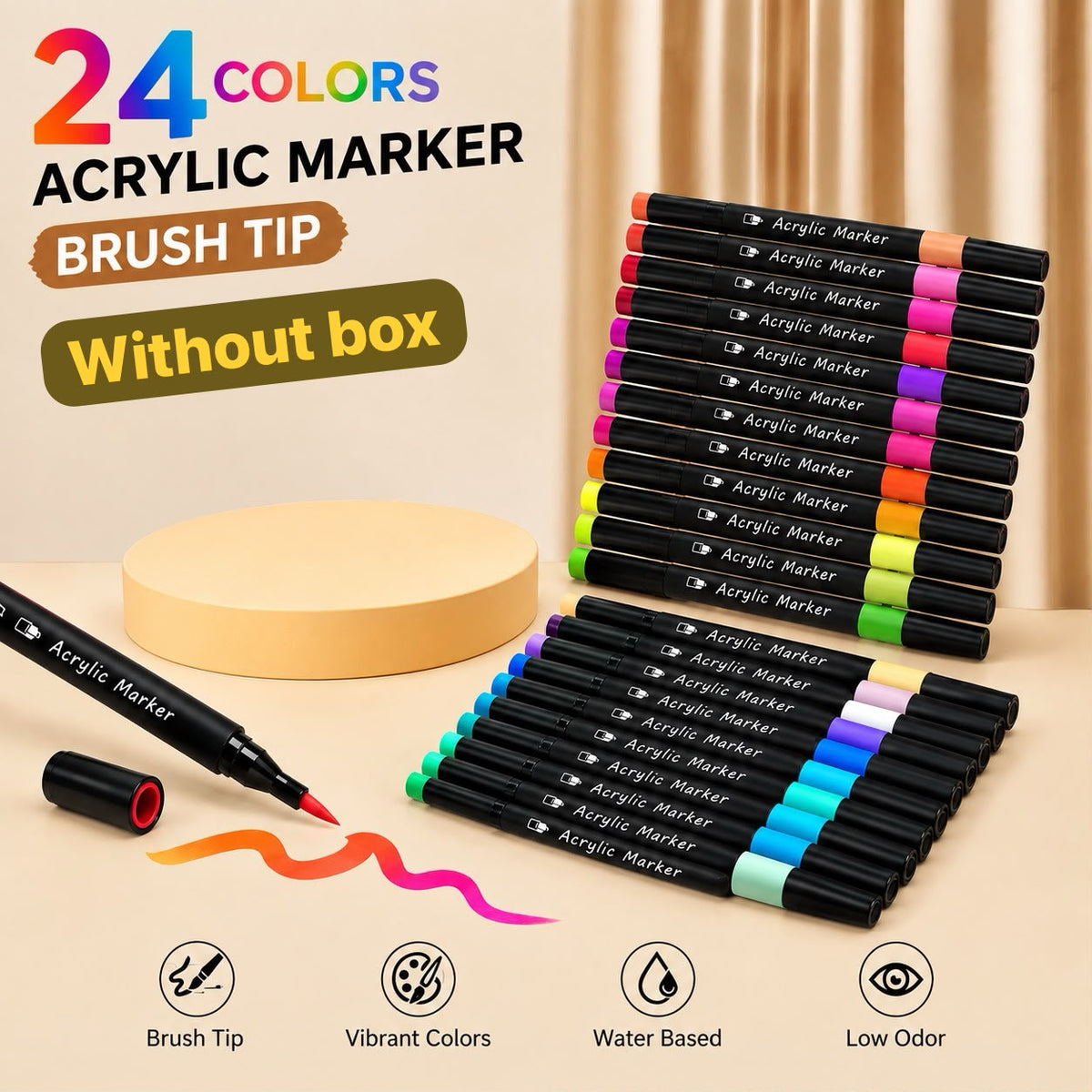 Acrylic Paint Markers with Brush Tip