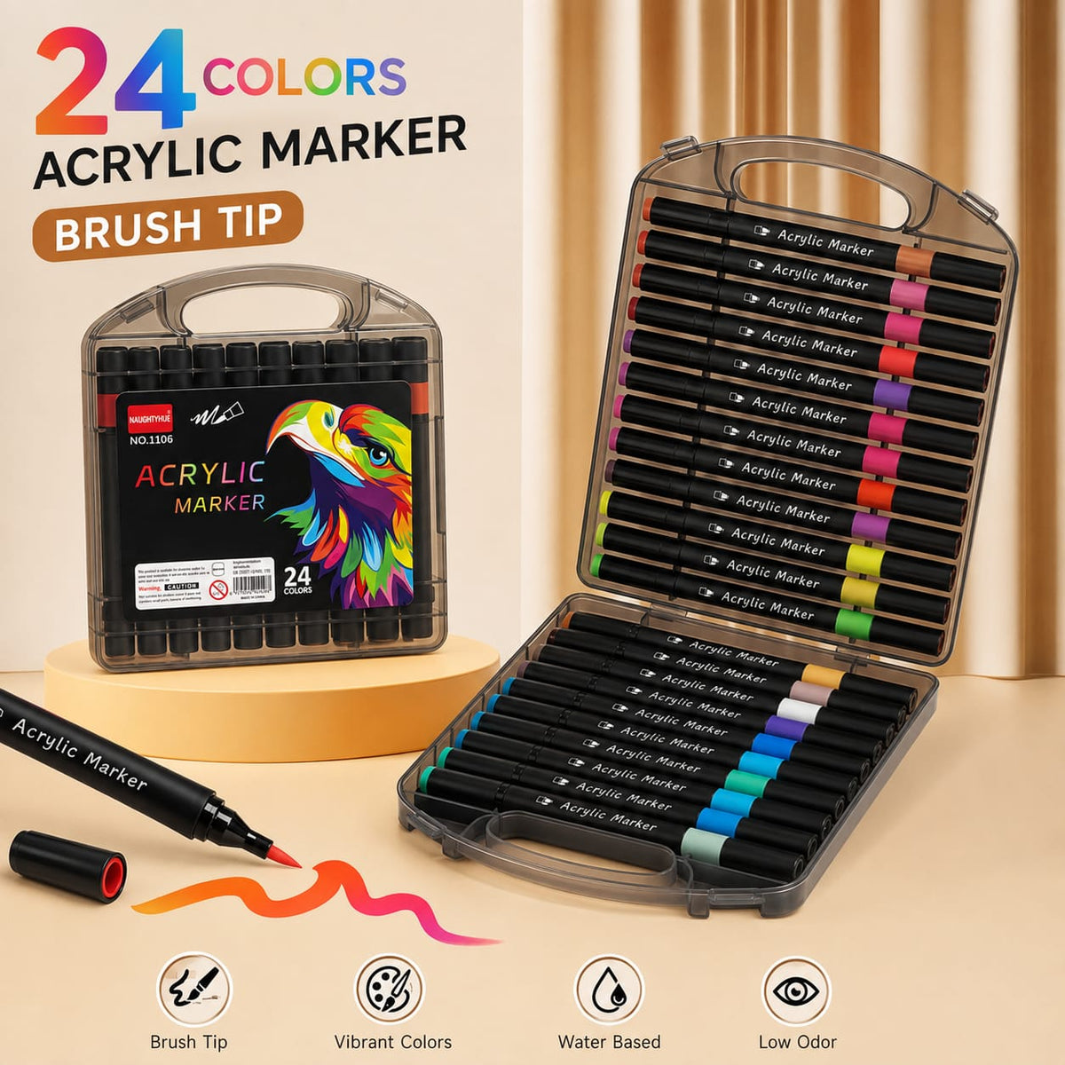 Acrylic Paint Markers with Brush Tip