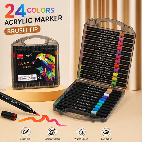Acrylic Paint Markers with Brush Tip