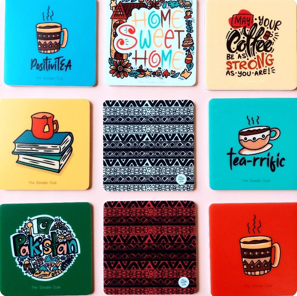 Black and white Doodle Acrylic Coaster