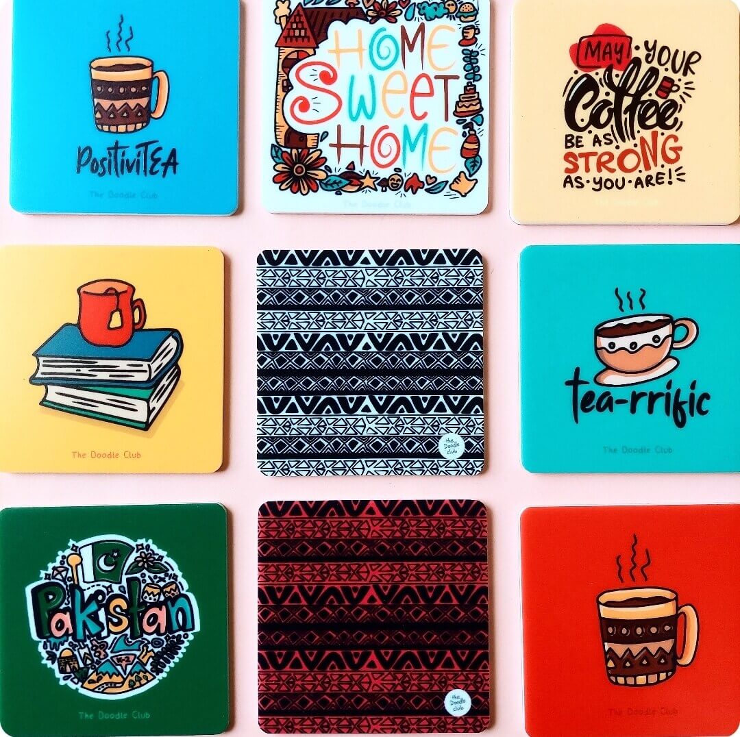 Black and white Doodle Acrylic Coaster