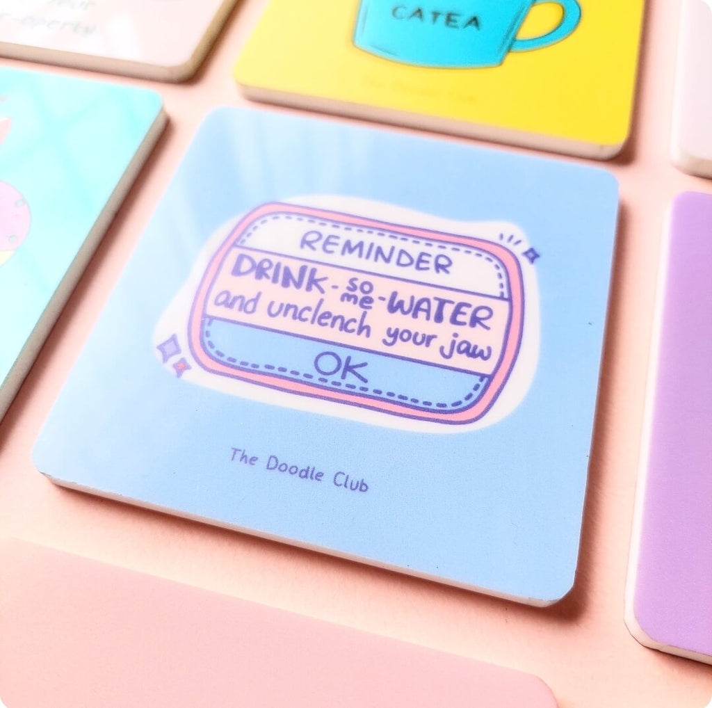 Reminder To Drink Water - Skyblue Acrylic Coaster