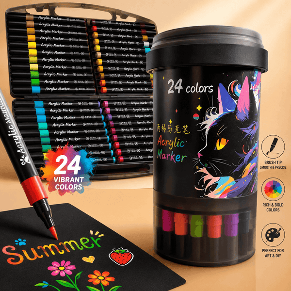 Acrylic Paint Markers with Brush Tip