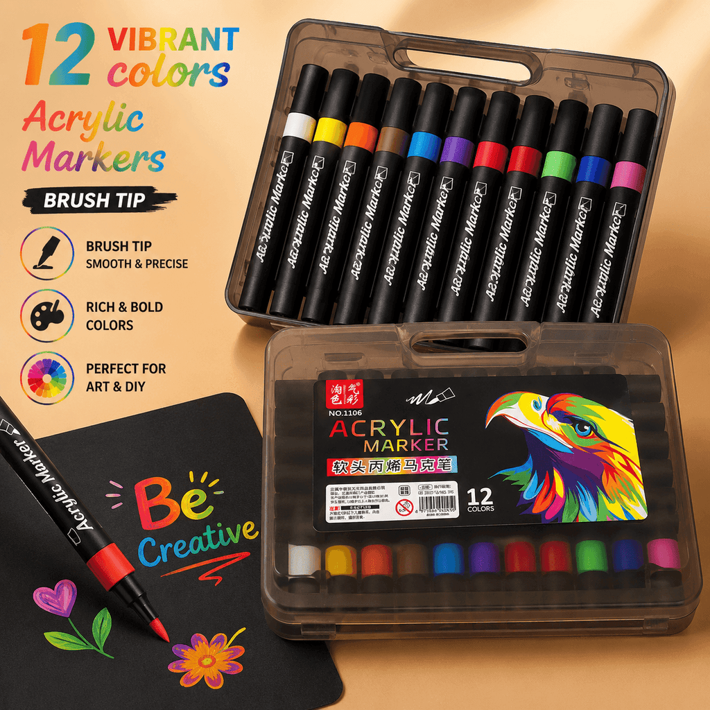 Acrylic Paint Markers with Brush Tip