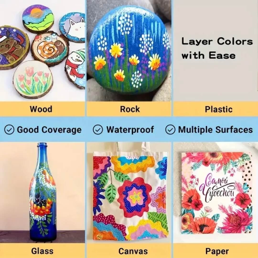Acrylic Paint Markers with Brush Tip