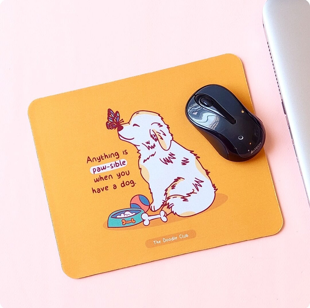 Anything is Paw-Sible - Doodle Mousepad