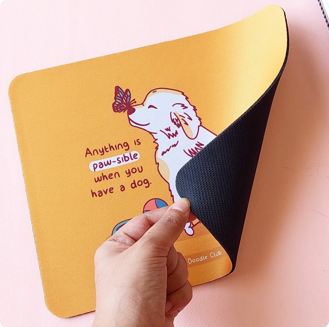 Anything is Paw-Sible - Doodle Mousepad