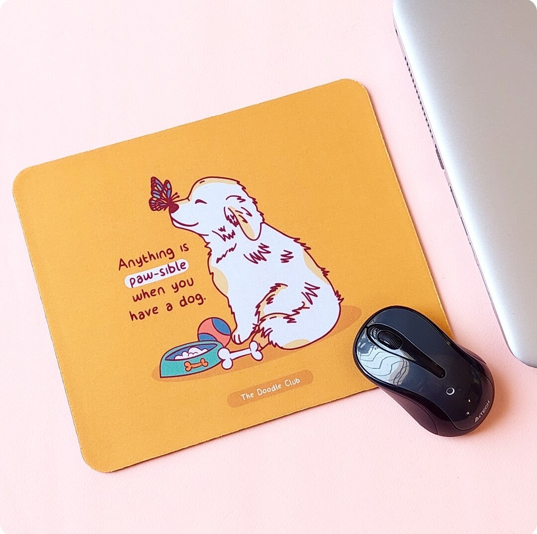 Anything is Paw-Sible - Doodle Mousepad