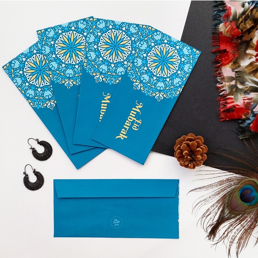 Bahama Blue Eid Mubarak Envelopes