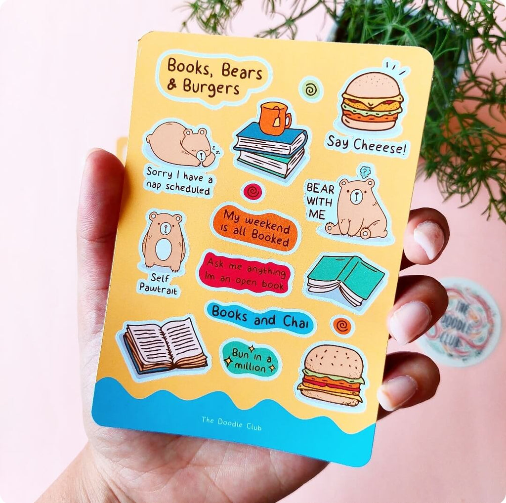 Books , Bears and Burger Sticker Sheet