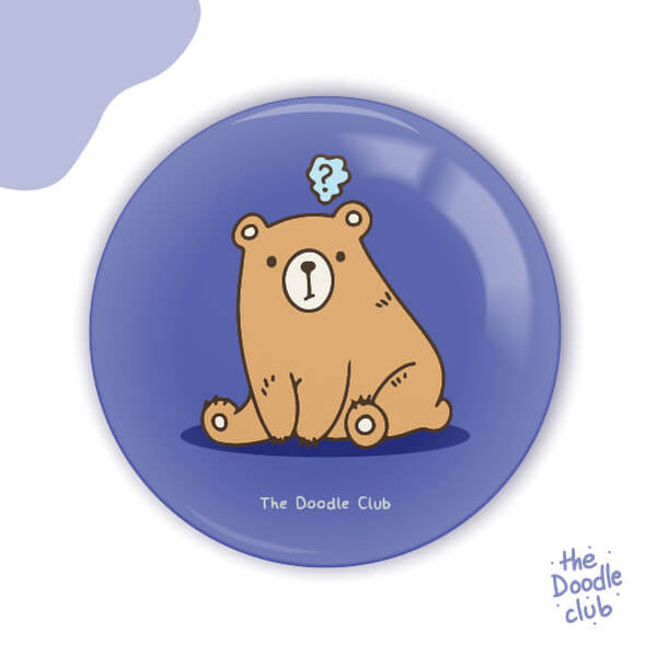 Confused Bear - Pin Badge Blue