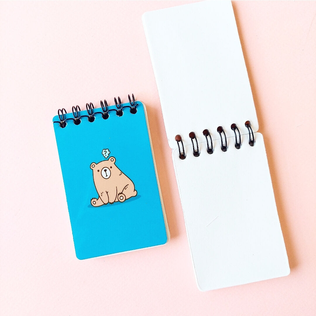Confused Bear Blue Mini Notepad