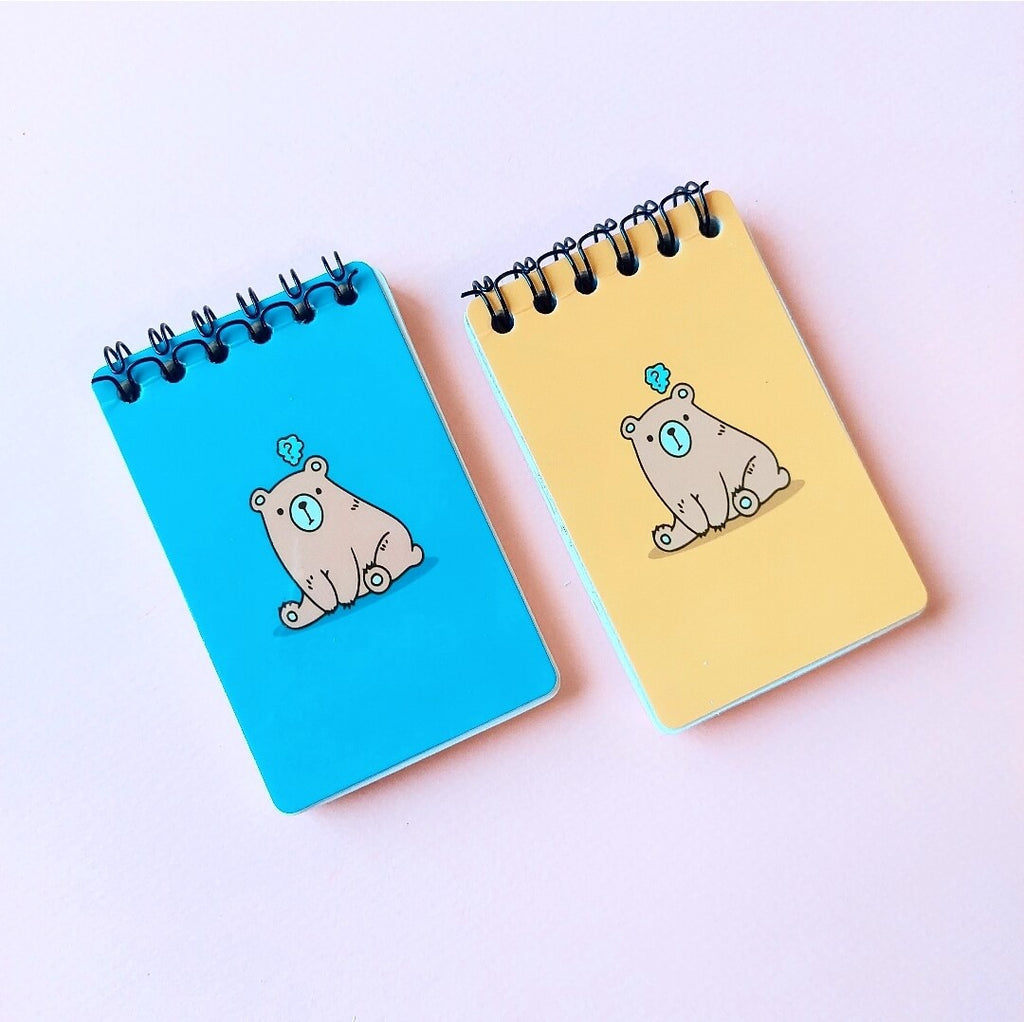 Confused Bear Blue Mini Notepad